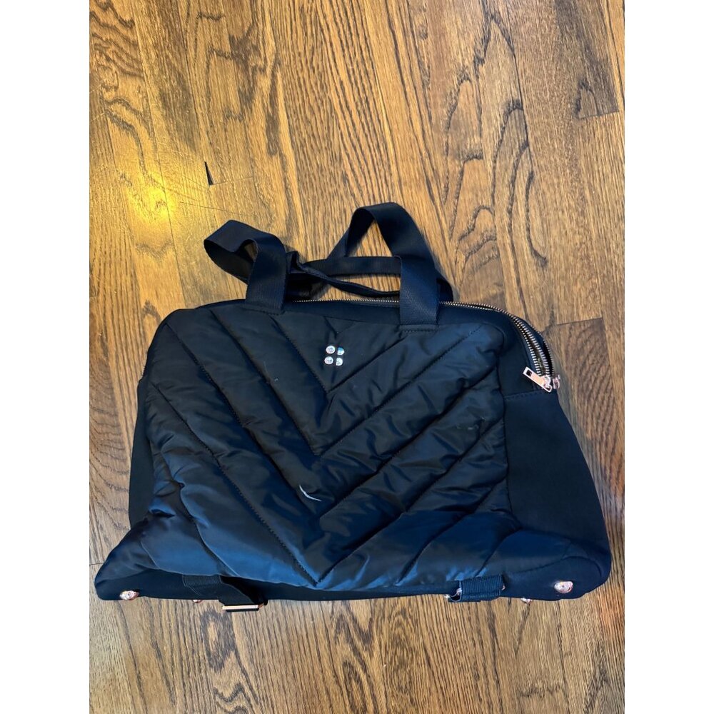 Sweaty Betty Black Quilted Gym Tote Bag With Rose Gold Hardware & Spacious Inter